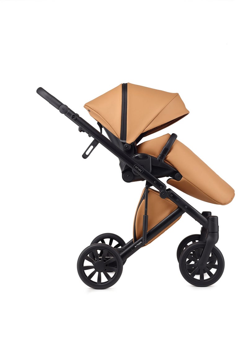 Stroller E-TYPE (2IN1) Luxury Stroller Bassinet +Seat Unit +Bag from Newborn till 5 Years (CARAMEL)