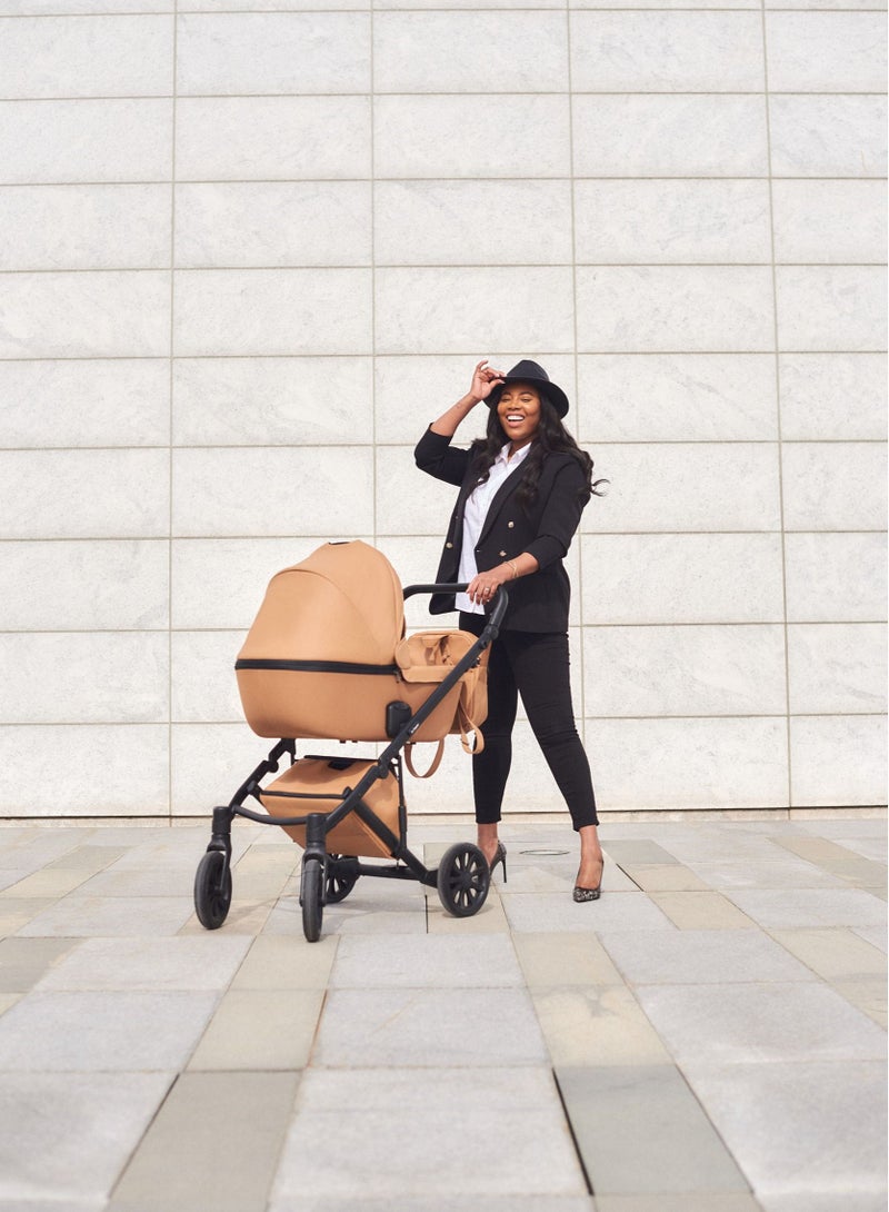 Stroller E-TYPE (2IN1) Luxury Stroller Bassinet +Seat Unit +Bag from Newborn till 5 Years (CARAMEL)