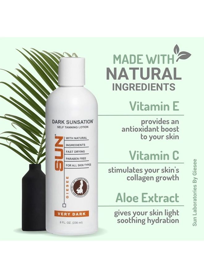 Sun Labs Self-Tanning Lotion, Exfoliator, and Extender for a Golden Glow - Very Dark - 3-Pack 8 oz. Bottles