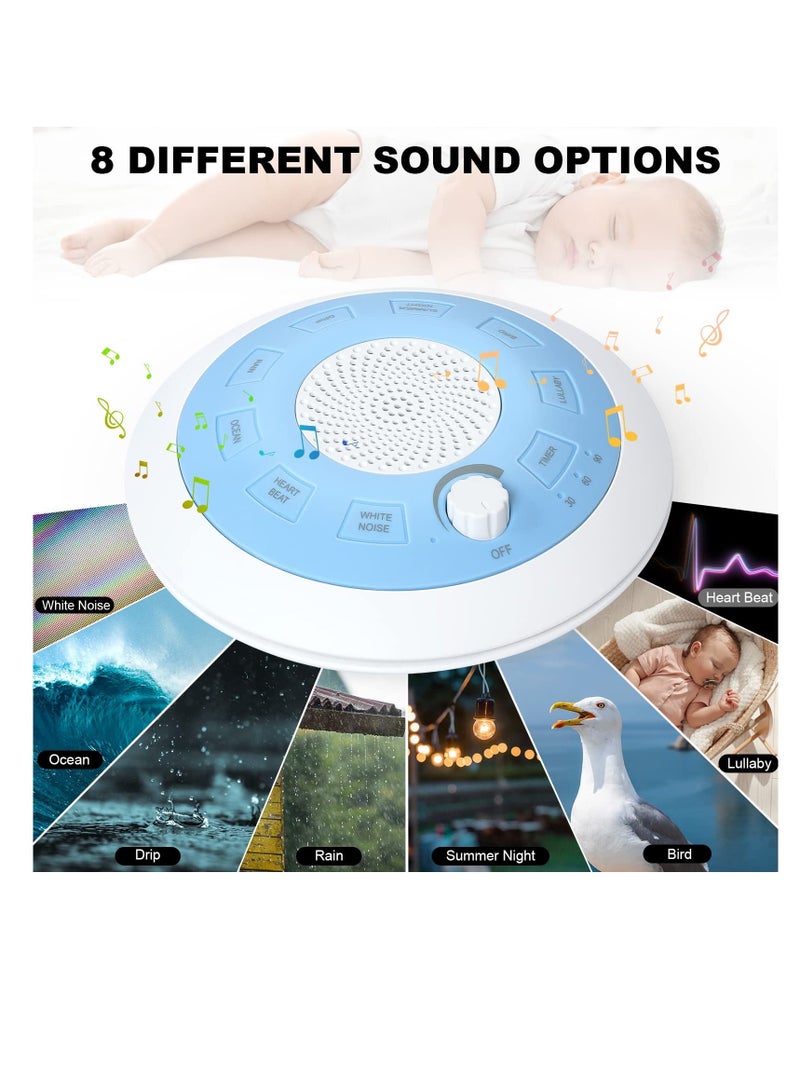 White Noise Machine, Portable Sound Machine, with 8 Soothing Nature Sounds Therapy Portable Sleep Sound Machine, Powerful Battery Endurance 4-7 Days, for Baby, Kids and Adults