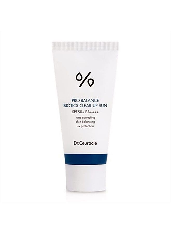 [Dr.Ceuracle] Pro Balance Biotics Clear Up Sun SPF 50+ PA+++ (1.7 fl.oz) | A Probiotics Sunscreen | Tone Correcting, Skin Balancing, Mild Hydrating Sunscreen with strong UV Protection