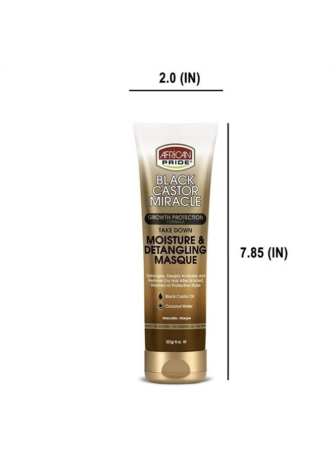 Black Castor Miracle Take Down Moisture & Detangling Masque - Hydrates, Restores Dry Hair, Contains Black Castor Oil & Coconut Water, Conditions, Removes Build-Up, Prevent Breakage, 8 oz