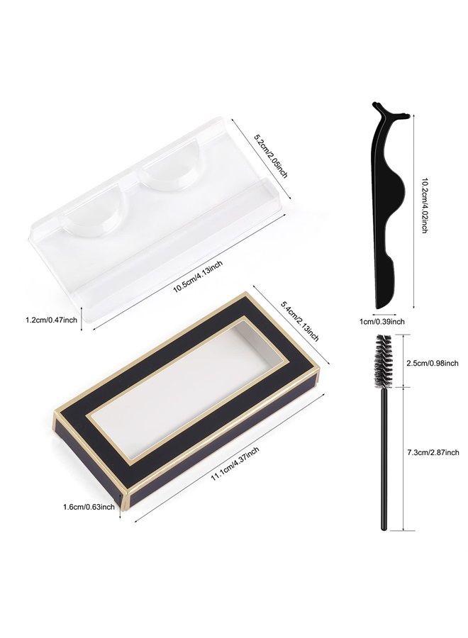 175 Pieces Lash Packaging Wholesale, Include 30 Empty Eyelashes Packaging Box, 30 False Lash Trays, 15 Eyelash Tweezers and 100 Eyelash Brush Mascara Wands Disposable (Black)