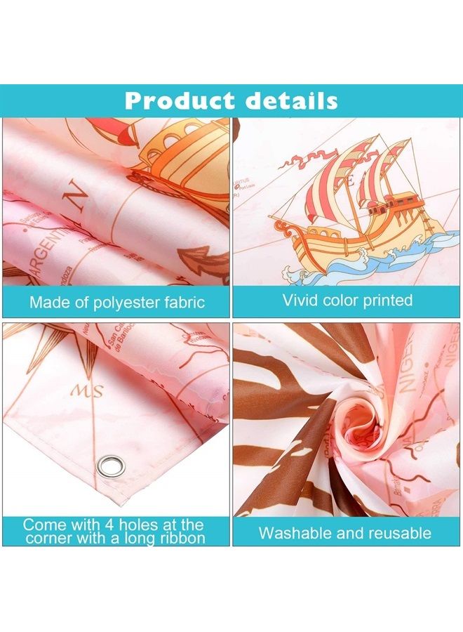 Travel Themed Party Decorations Supplies Adventure Awaits Bon Voyage Backdrop Adventure Map Backdrop for Graduation Birthday Party Baby Shower Photo Booth Pink, 70.8 x 43.3 Inch