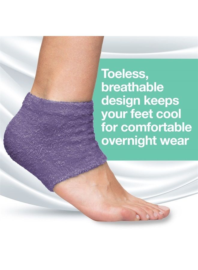 Moisturizing Fuzzy Sleep Socks with Vitamin E, Olive Oil and Jojoba Seed Oil to Soften and Hydrate Dry Cracked Heels (Regular, Purple)