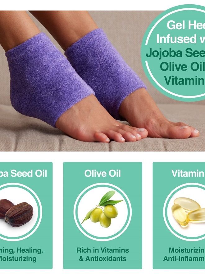 Moisturizing Fuzzy Sleep Socks with Vitamin E, Olive Oil and Jojoba Seed Oil to Soften and Hydrate Dry Cracked Heels (Regular, Purple)