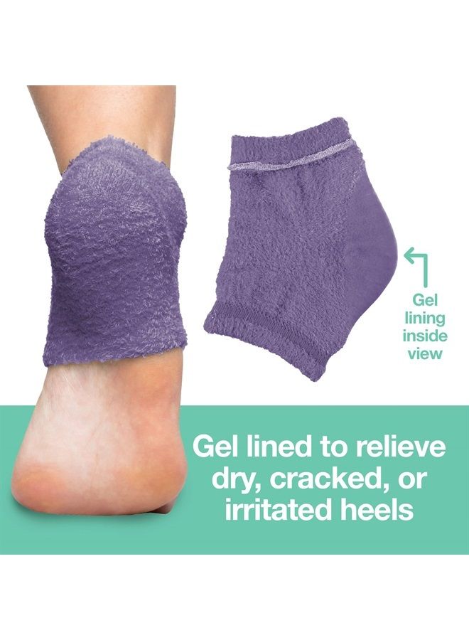 Moisturizing Fuzzy Sleep Socks with Vitamin E, Olive Oil and Jojoba Seed Oil to Soften and Hydrate Dry Cracked Heels (Regular, Purple)