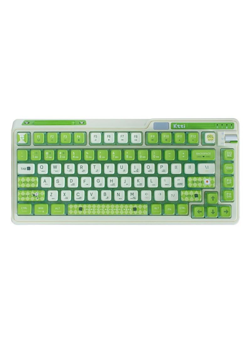 K75 PRO Lemon Grass RGB 75% Wireless Gasket Tri-Mode Connectable Mechanical Keyboard, 82 Keys Hot Swappable Gaming Keyboard with Knob and Power Display, Custom Tactile Switches