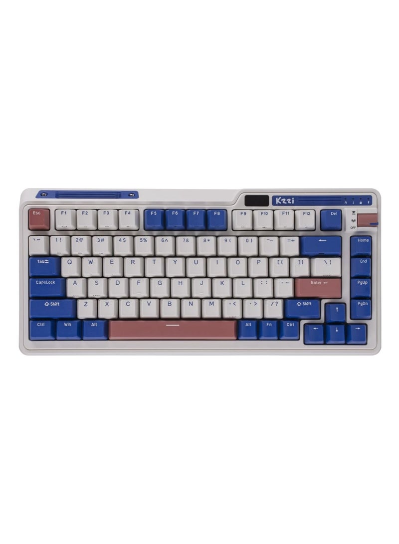 K75 PRO Rhine River RGB 75% Wireless Gasket Tri-Mode Connectable Mechanical Keyboard, 82 Keys Hot Swappable Gaming Keyboard with Knob and Power Display, Custom Tactile Switches