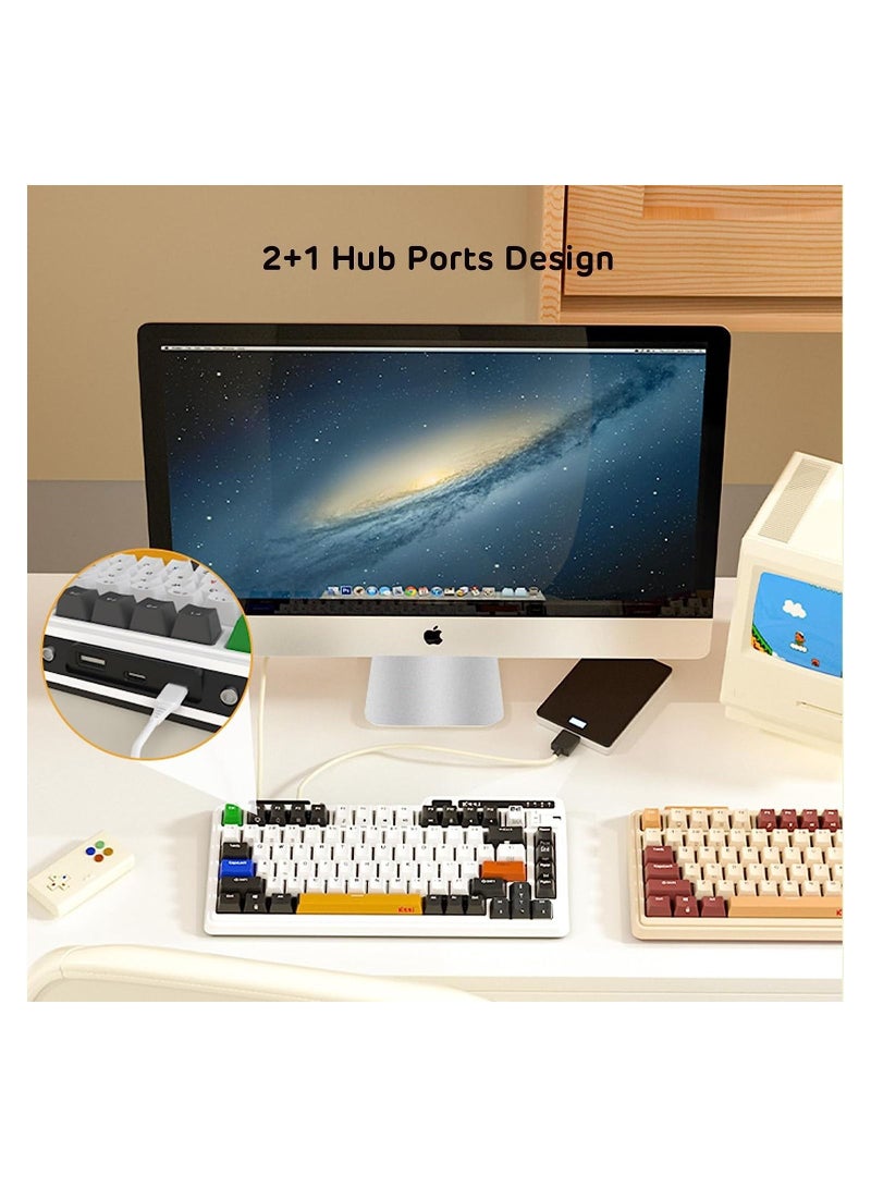 K75 PRO Rhine River RGB 75% Wireless Gasket Tri-Mode Connectable Mechanical Keyboard, 82 Keys Hot Swappable Gaming Keyboard with Knob and Power Display, Custom Tactile Switches