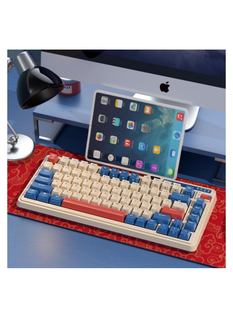 K75 PRO Rhine River RGB 75% Wireless Gasket Tri-Mode Connectable Mechanical Keyboard, 82 Keys Hot Swappable Gaming Keyboard with Knob and Power Display, Custom Tactile Switches