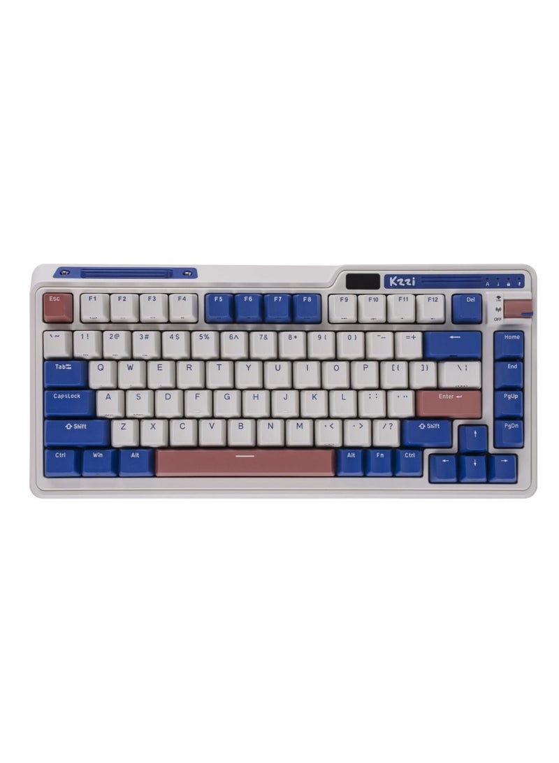 K75 PRO Rhine River RGB 75% Wireless Gasket Tri-Mode Connectable Mechanical Keyboard, 82 Keys Hot Swappable Gaming Keyboard with Knob and Power Display, Custom Tactile Switches
