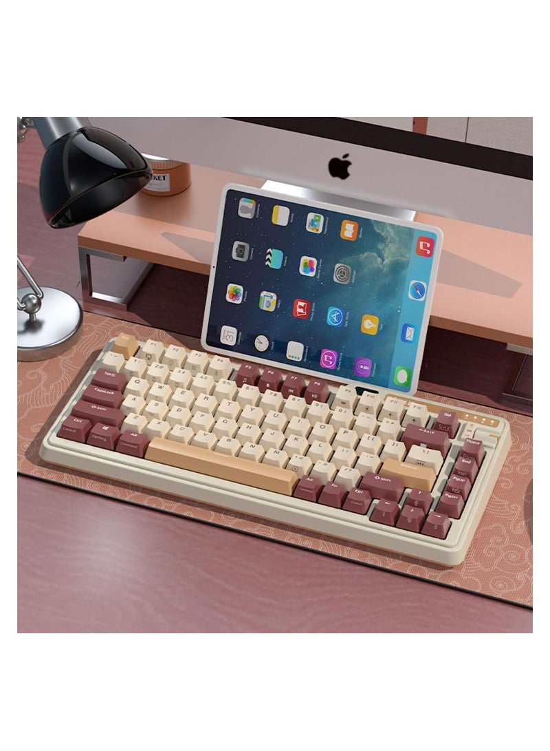 K75 PRO Mousse Cake RGB 75% Wireless Gasket Tri-Mode Connectable Mechanical Keyboard, 82 Keys Hot Swappable Gaming Keyboard with Knob and Power Display, Custom Tactile Switches