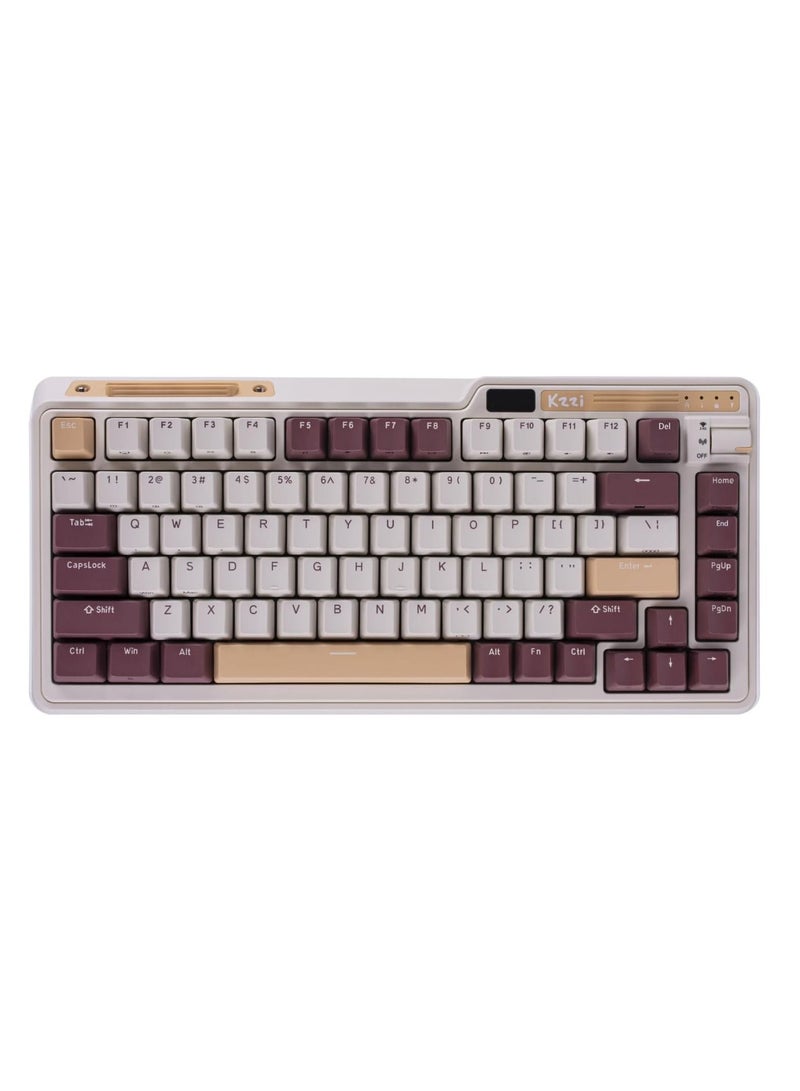 K75 PRO Mousse Cake RGB 75% Wireless Gasket Tri-Mode Connectable Mechanical Keyboard, 82 Keys Hot Swappable Gaming Keyboard with Knob and Power Display, Custom Tactile Switches