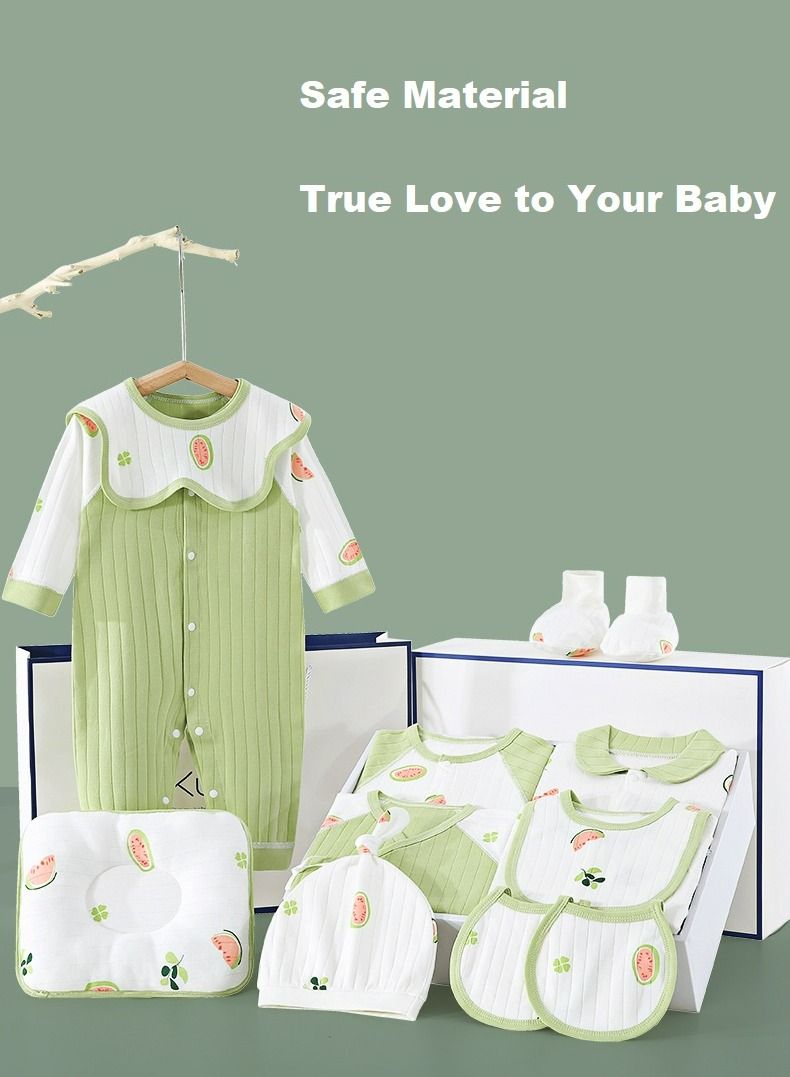 22pcs Olive Green Cotton Baby Gift Box Newborn Carryover Clothing Gift Set