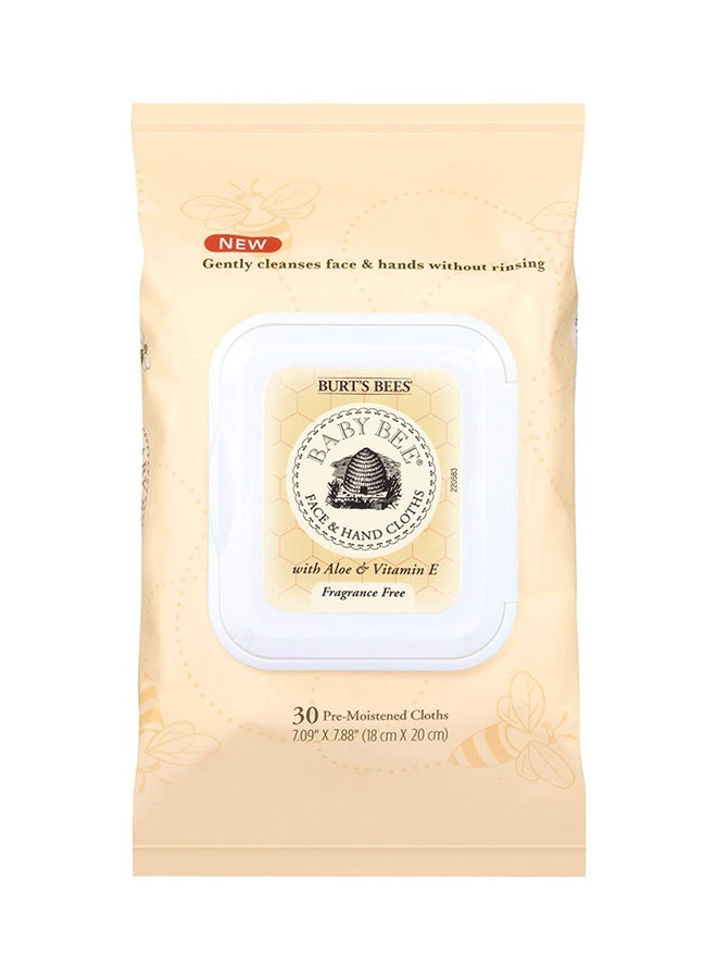 Face And Hand Cloths With Aloe And Vitamin E 30 Pre Moisted Cloths