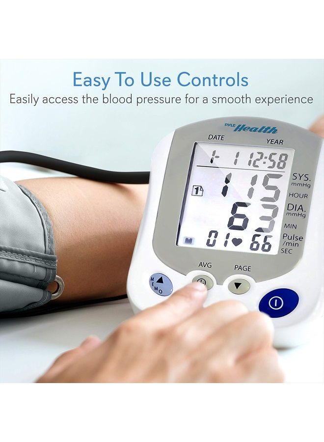 Digital Blood Pressure Monitor - Portable Automatic Pulse Rate Systolic Diastolic BP Tracker Machine- Standard Cuff Fits Large, Any Size Upper Arm