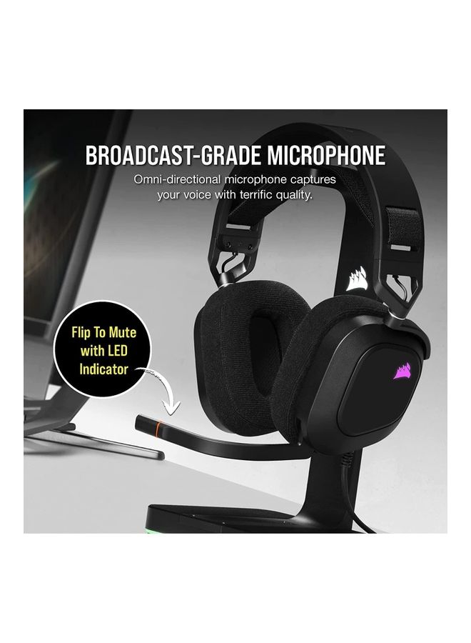 Corsair HS80 RGB Wired USB Premium Gaming On Ear Headphones-Black