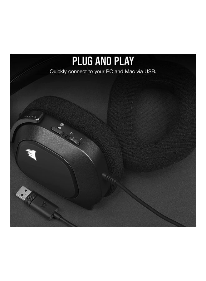 Corsair HS80 RGB Wired USB Premium Gaming On Ear Headphones-Black