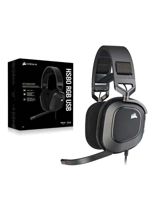 Corsair HS80 RGB Wired USB Premium Gaming On Ear Headphones-Black