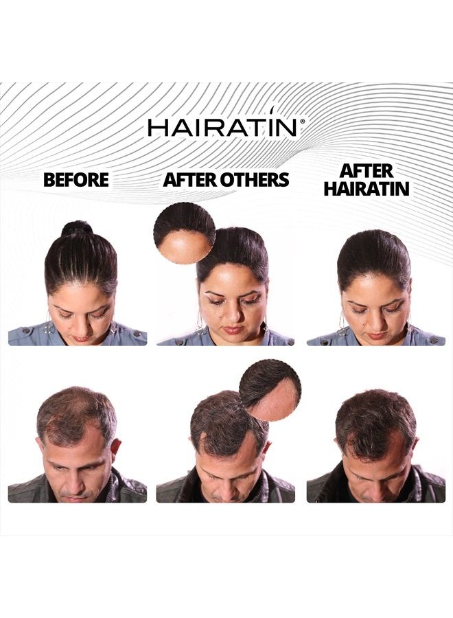 HAIRATIN Building Fibers for Thinning Hair, Black, 28G - Achieve Fuller, Natural Looking Results, Instantly Conceals Hair Loss in 10 Seconds, Thickener & Bald Spot Cover Up for Men & Women