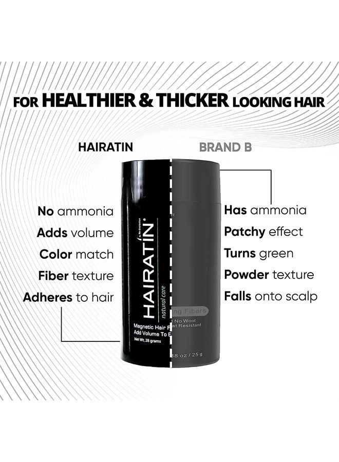 HAIRATIN Building Fibers for Thinning Hair, Black, 28G - Achieve Fuller, Natural Looking Results, Instantly Conceals Hair Loss in 10 Seconds, Thickener & Bald Spot Cover Up for Men & Women