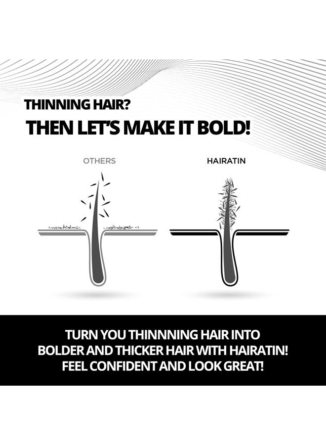 HAIRATIN Building Fibers for Thinning Hair, Black, 28G - Achieve Fuller, Natural Looking Results, Instantly Conceals Hair Loss in 10 Seconds, Thickener & Bald Spot Cover Up for Men & Women