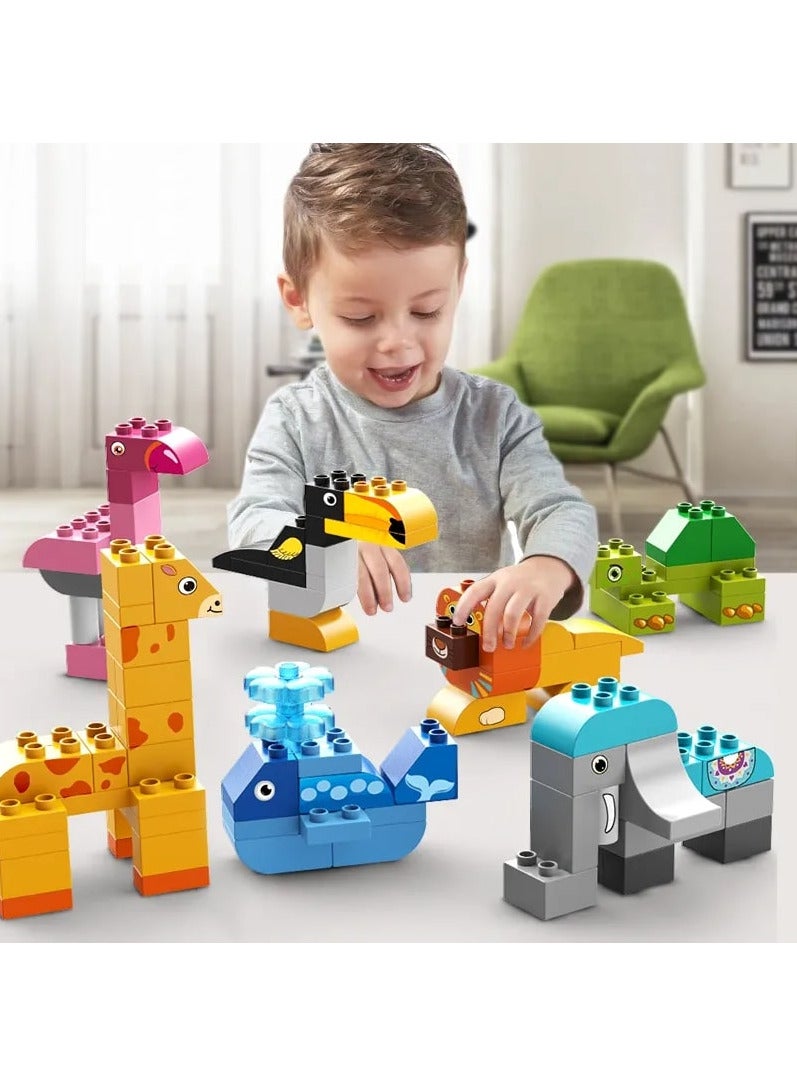 Creative Animals Toy FL1650, 102 Big Blocks Building Set for 3+ Years Old Boys and Girls Who Love Zoo and Nature, Kids Learning and Education Kit
