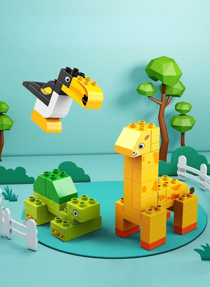 Creative Animals Toy FL1650, 102 Big Blocks Building Set for 3+ Years Old Boys and Girls Who Love Zoo and Nature, Kids Learning and Education Kit