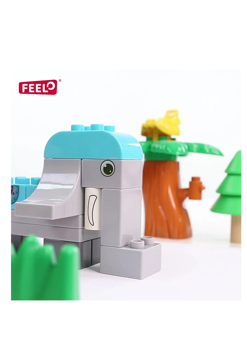 Creative Animals Toy FL1650, 102 Big Blocks Building Set for 3+ Years Old Boys and Girls Who Love Zoo and Nature, Kids Learning and Education Kit