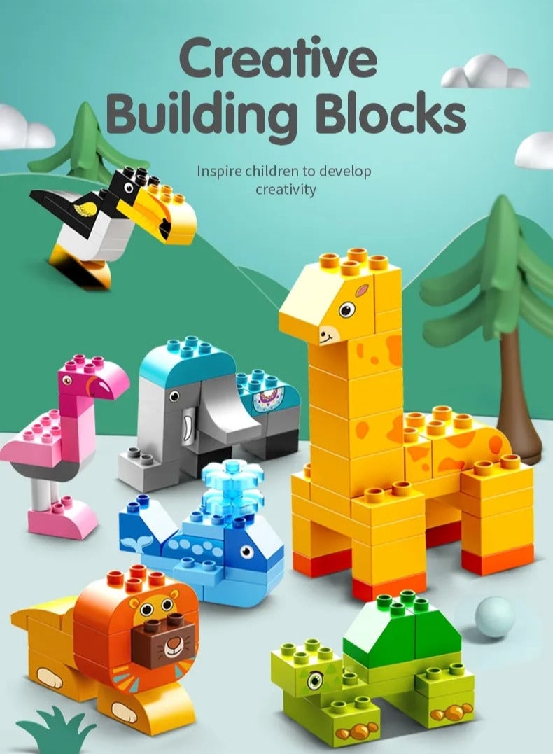 Creative Animals Toy FL1650, 102 Big Blocks Building Set for 3+ Years Old Boys and Girls Who Love Zoo and Nature, Kids Learning and Education Kit