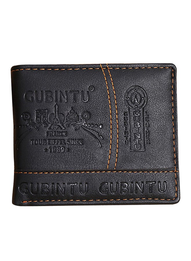 Flap Closure Leather Wallet Black