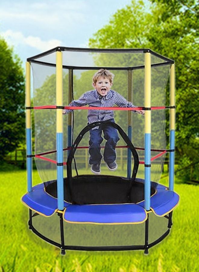 5.5ft Trampoline Fitness Jump Indoor Children's Round Trampolines With Enclosure 140x140x160cm