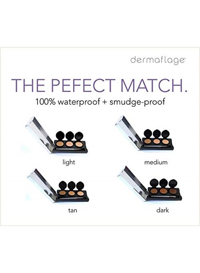 Full Coverage Concealer Palette, Waterproof Concealer Cream, 3 Colors + Brush, by Dermaflage