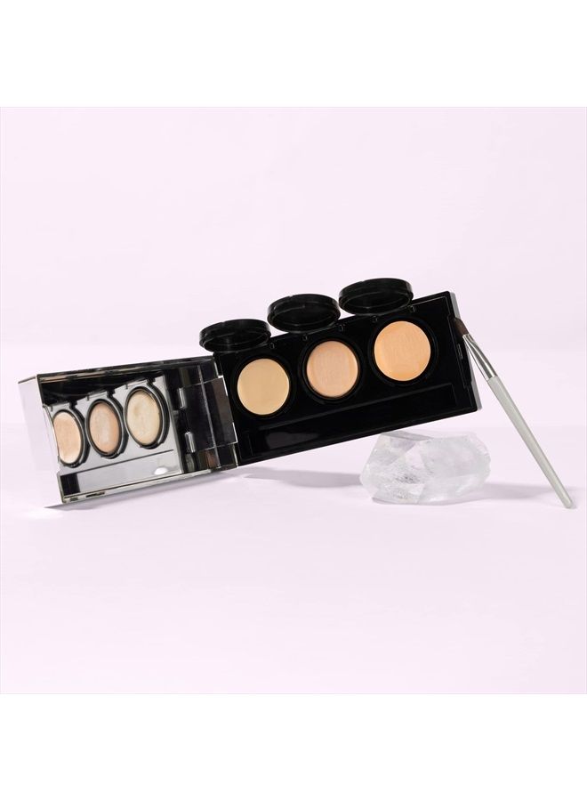 Full Coverage Concealer Palette, Waterproof Concealer Cream, 3 Colors + Brush, by Dermaflage