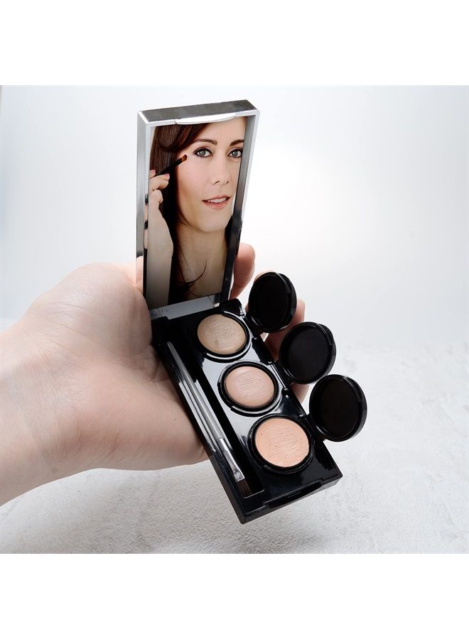 Full Coverage Concealer Palette, Waterproof Concealer Cream, 3 Colors + Brush, by Dermaflage