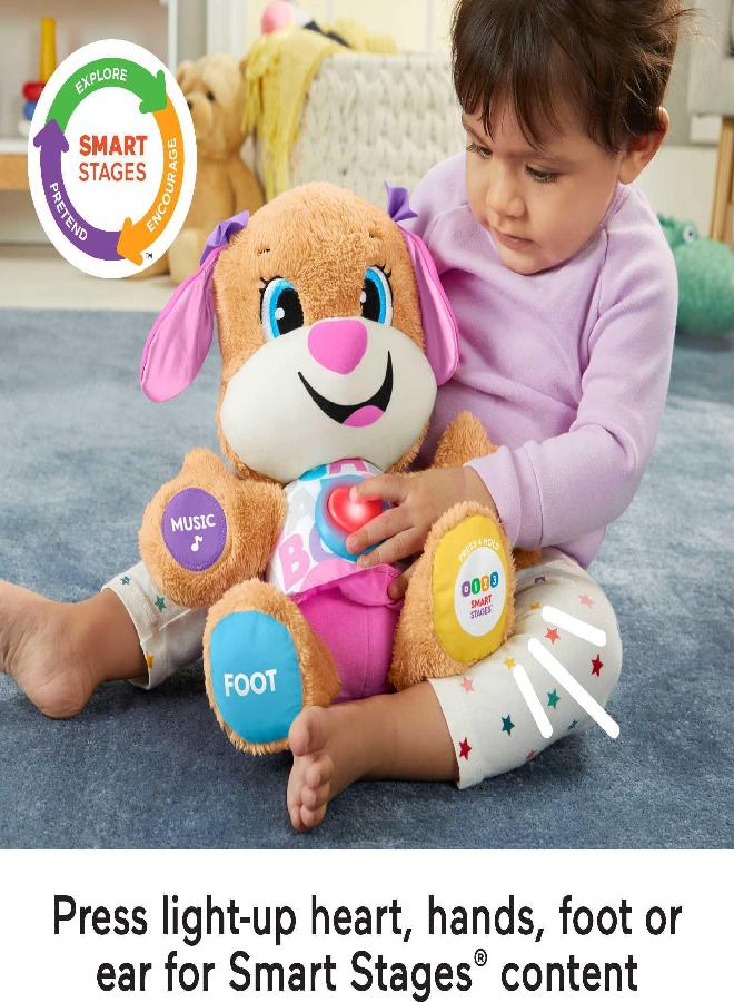 Fisher-Price Laugh & Learn Baby & Toddler Toy Smart Stages Sis Interactive Plush Dog With Music Lights & Learning Content For Ages 6+ Months