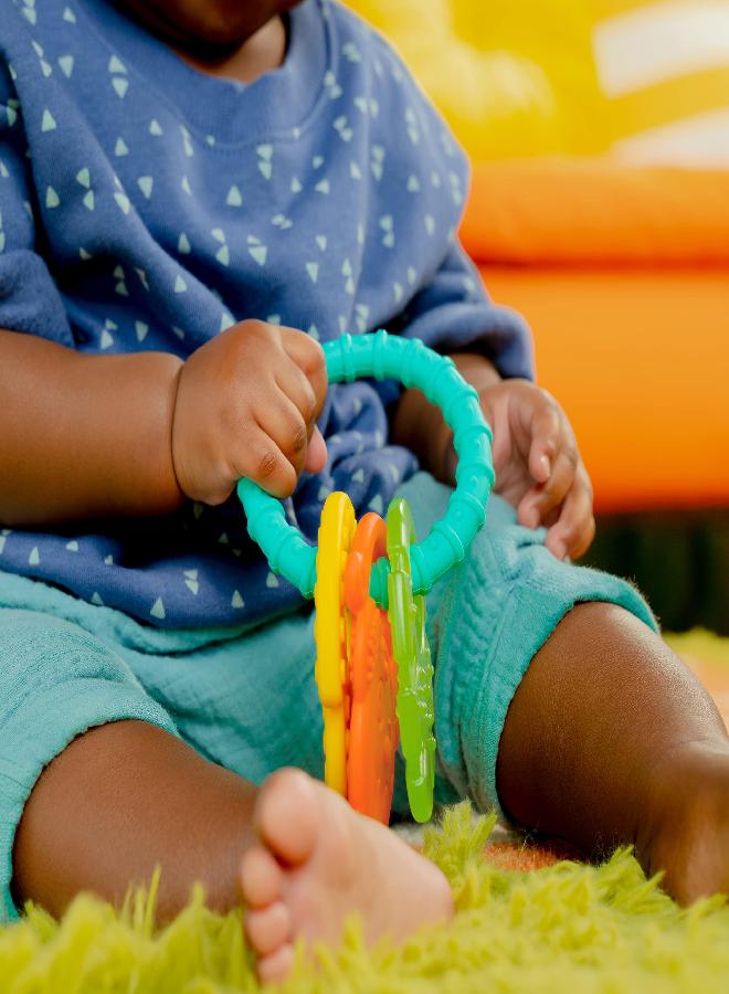 Bright Starts Tropical Chews Silicone Teething Ring - BPA-Free Monkey, Leaf, Banana - Unisex, 3 Months +