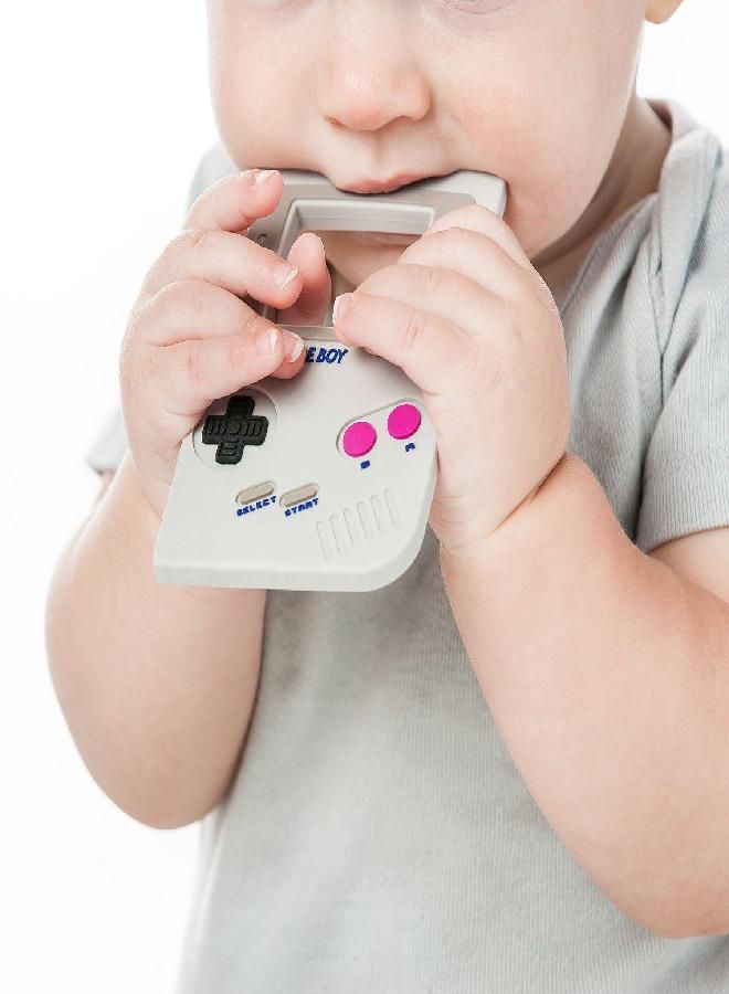 Bumkins Silicone Teether, Nintendo Textured, Soft, Flexible, Sensory, Gum Soothing - Game Boy