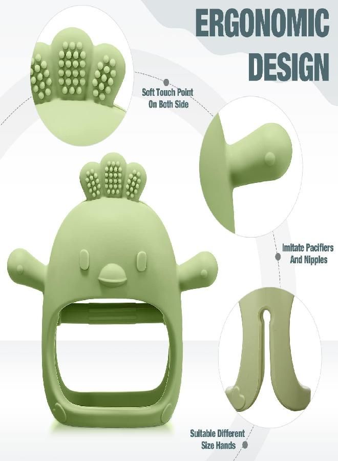 3 Packs Baby Teething Toy Silicone Teething Toys for Babies 0-6 Months 6-12 Months Anti Dropping Wrist Hand Teethers Mitten Baby Chew Toys for Sucking Needs (Blue, Green, Flesh Pink)