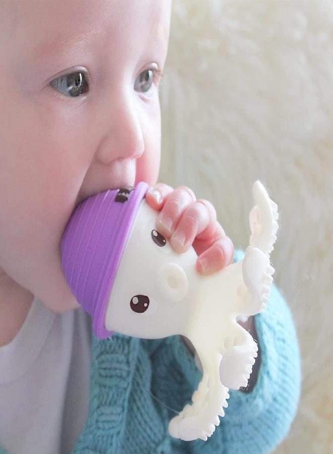 Baby Teething Toys for Babies 6-12 Months, Mombella Octopus Baby Teether 12-18 Months, Soft Silicone Infant Teething Toys 6-9 Month Old, Kids Chew Toy to Soothe Sore Gums, BPA Free Baby Gift, Purple