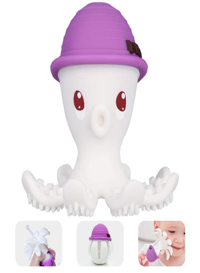 Baby Teething Toys for Babies 6-12 Months, Mombella Octopus Baby Teether 12-18 Months, Soft Silicone Infant Teething Toys 6-9 Month Old, Kids Chew Toy to Soothe Sore Gums, BPA Free Baby Gift, Purple