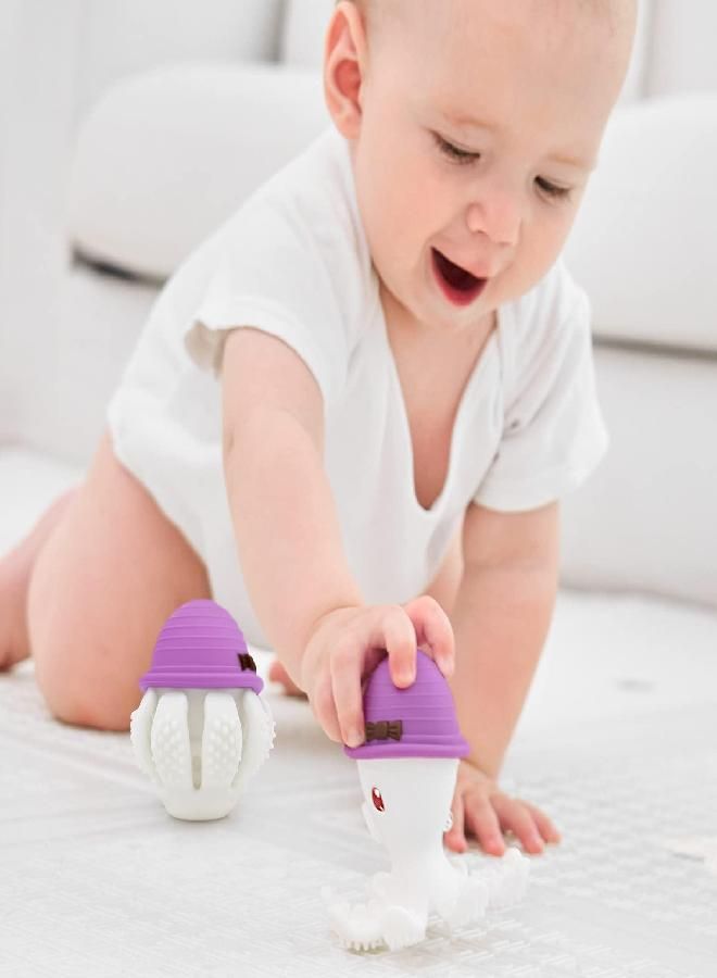Baby Teething Toys for Babies 6-12 Months, Mombella Octopus Baby Teether 12-18 Months, Soft Silicone Infant Teething Toys 6-9 Month Old, Kids Chew Toy to Soothe Sore Gums, BPA Free Baby Gift, Purple