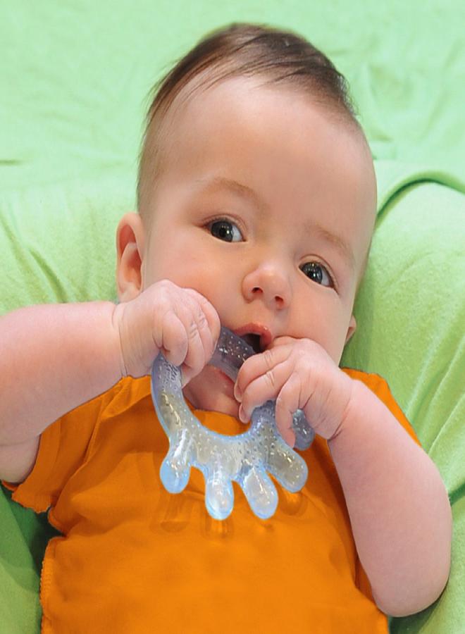green sprouts Cooling Teether| Soothes gums & promotes healthy oral development |Safer plastic filled with sterilized water,Chill for extra relief,Textured surface to massage gums,2 Count (Pack of 1)