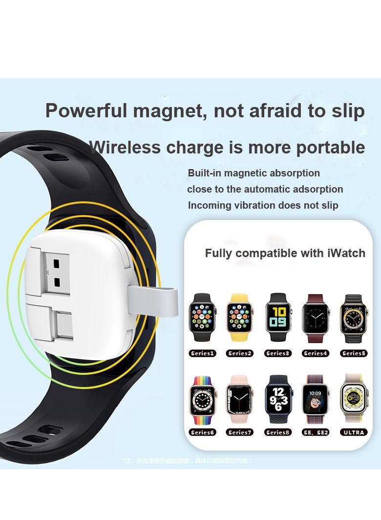 3 in1 Portable Wireless Smart Watch Charger White