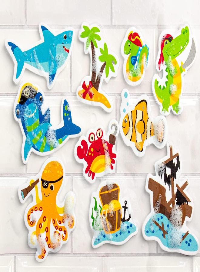 Stephen Joseph, Floating Foam Bath Character 10-Piece Toy Set, Shark