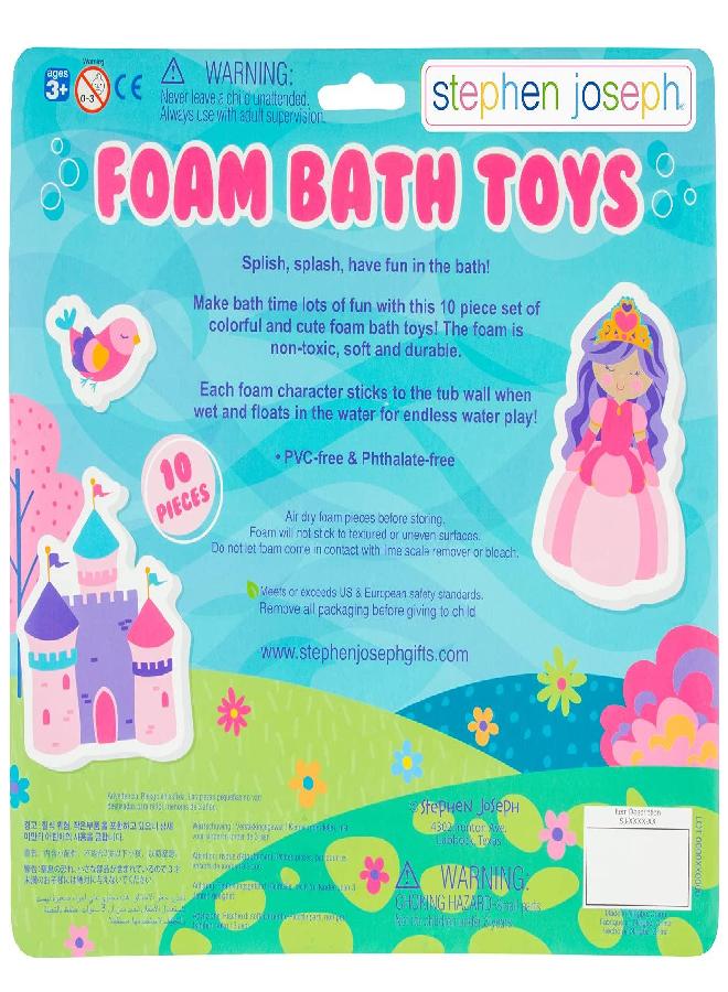 Stephen Joseph, Floating Foam Bath Character 10-Piece Toy Set, Princess (SJ1148), Small