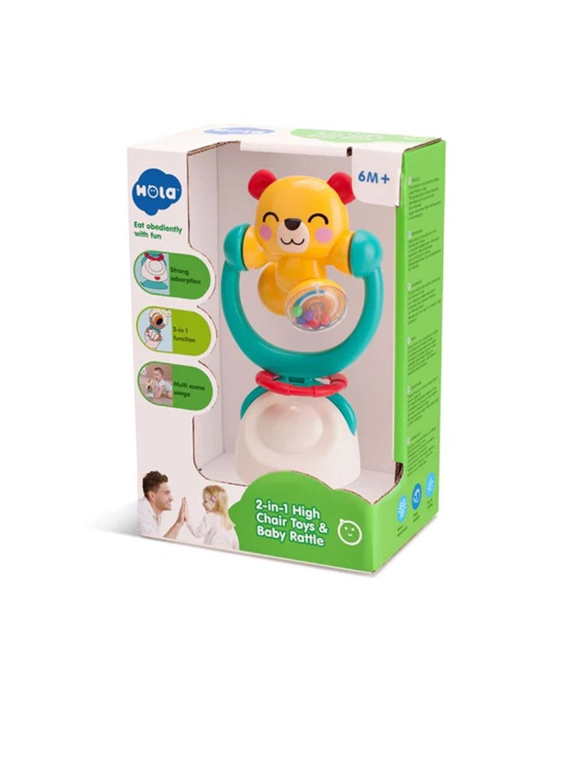 2-in-1 High Chair Toys & Baby Rattle Bear
