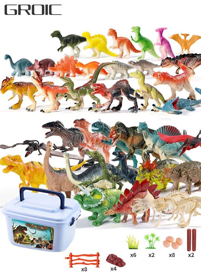 44PCS Dinosaur Toys Figures with Storage Box, Jurassic Dinosaur Toys，Realistic Action Educational Dinosaur Figures for Kids Boys Girls