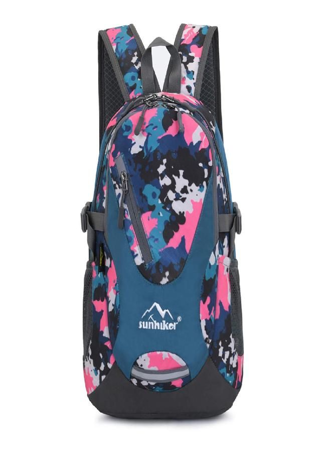 Small Cycling Hiking Backpack Water Resistant Travel Backpack Lightweight Daypack M0714 （20-25L-Pink Camo